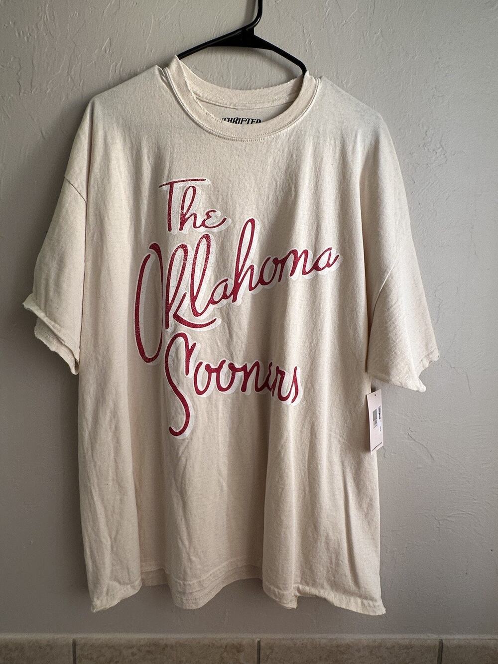NWT Oklahoma Sooners T Shirt Mens Sz XL Cream Short Sleeve Cotton Crew Neck NCAA